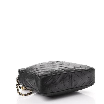 Chanel Lambskin Chevron Quilted Tassel Camera Case Black 4 of 9