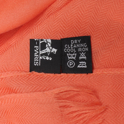 Hermes Cashmere Wool Fringe Scarf Coral 5 of 6