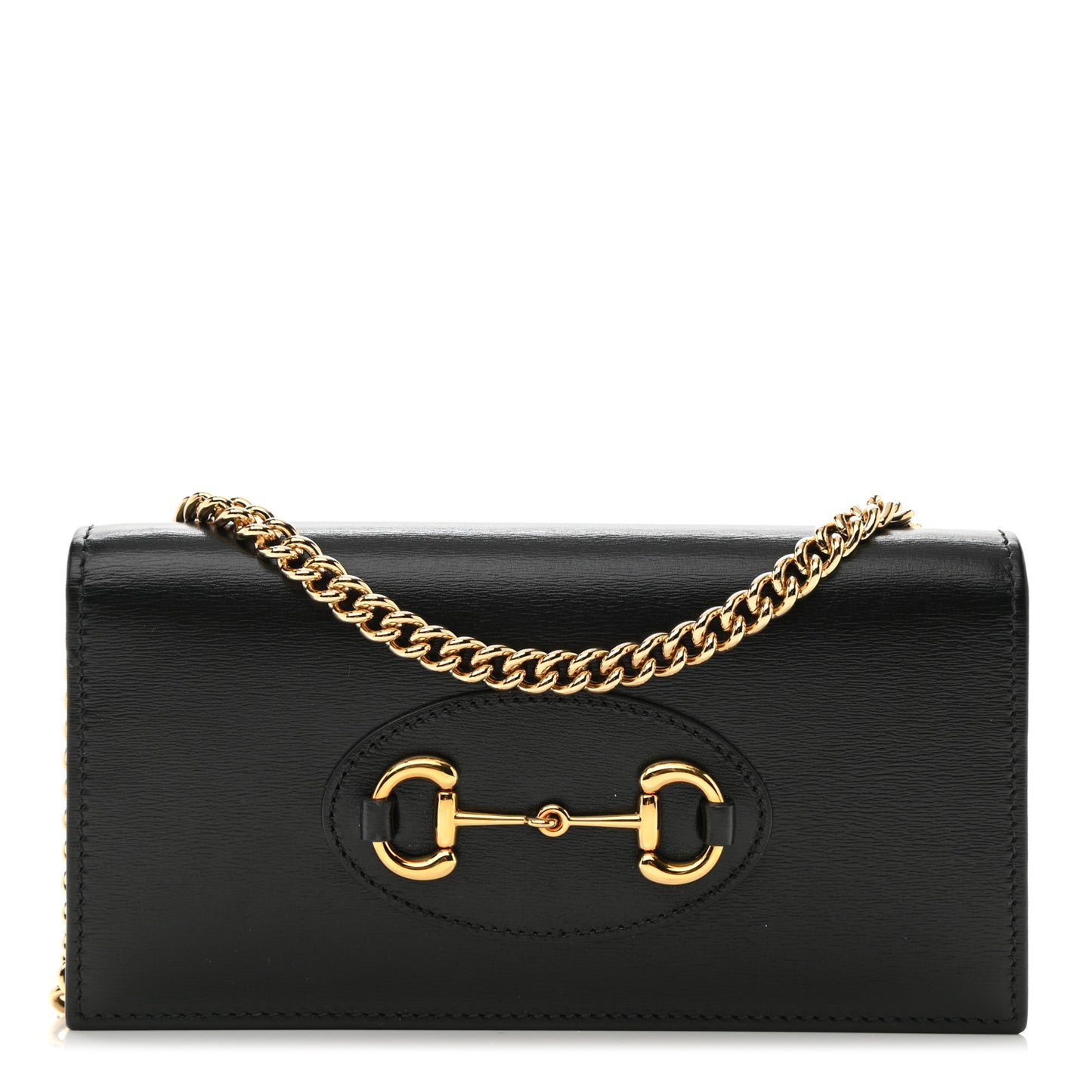Boarded Plutone Calfskin Horsebit 1955 Wallet On Chain Black
