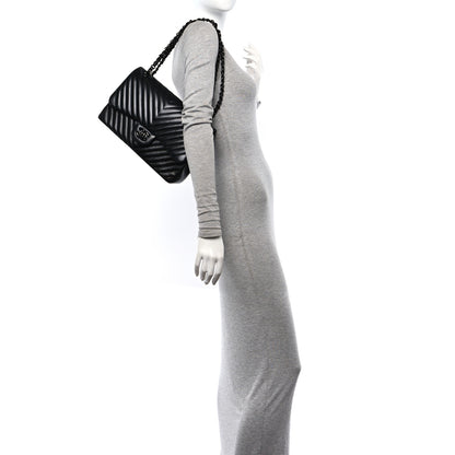 Chanel Lambskin Chevron Quilted Jumbo Double Flap So Black 2 of 11