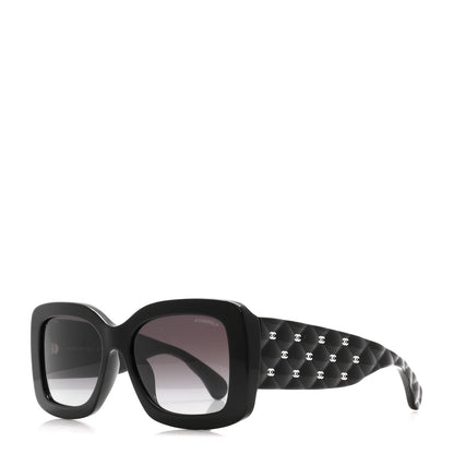 Chanel Acetate Quilted CC Rectangle Sunglasses 5483-A Black 1 of 8