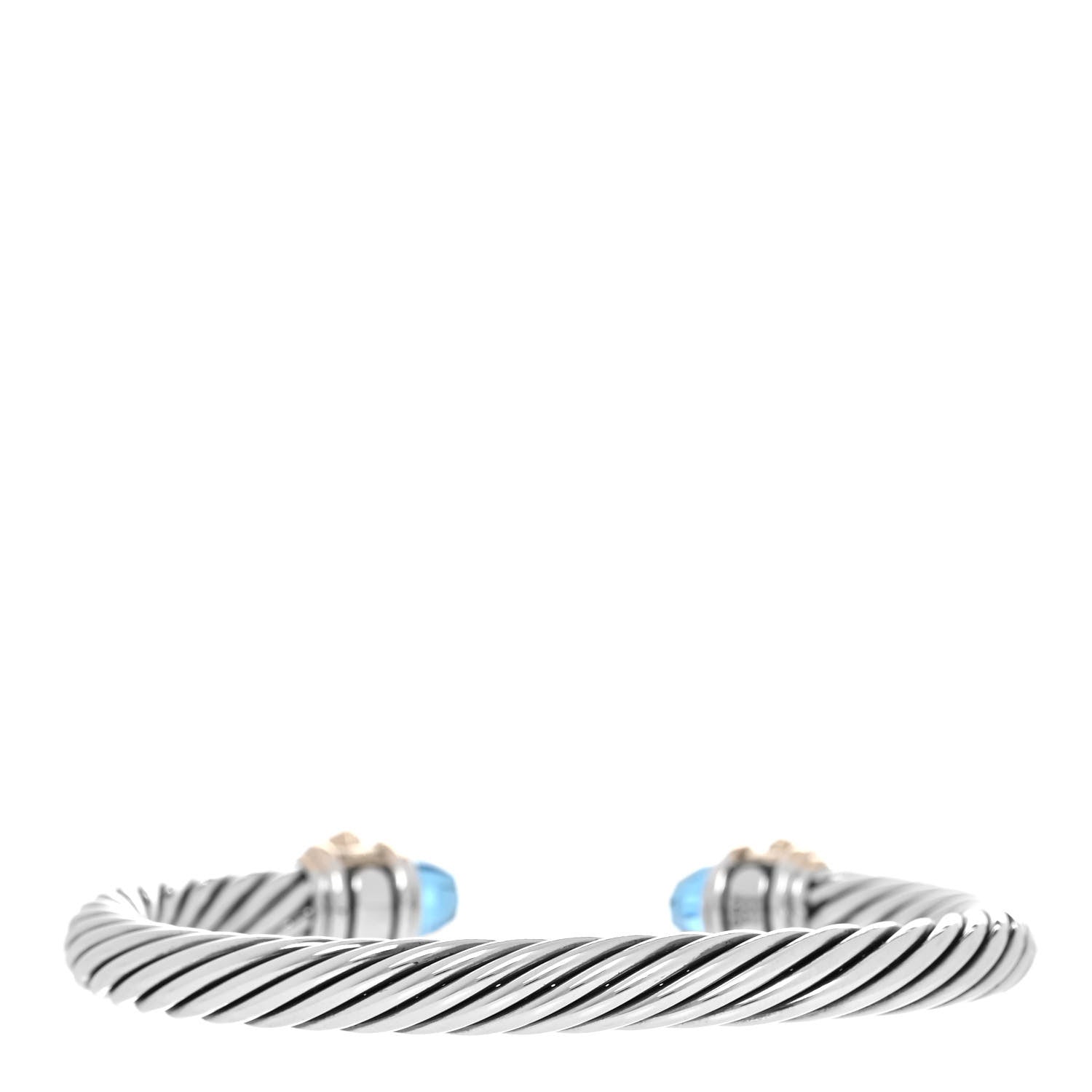 David Yurman Sterling Silver 14K Yellow Gold Hampton Blue Topaz Iolite 7mm Cable Renaissance Bracelet 3 of 5