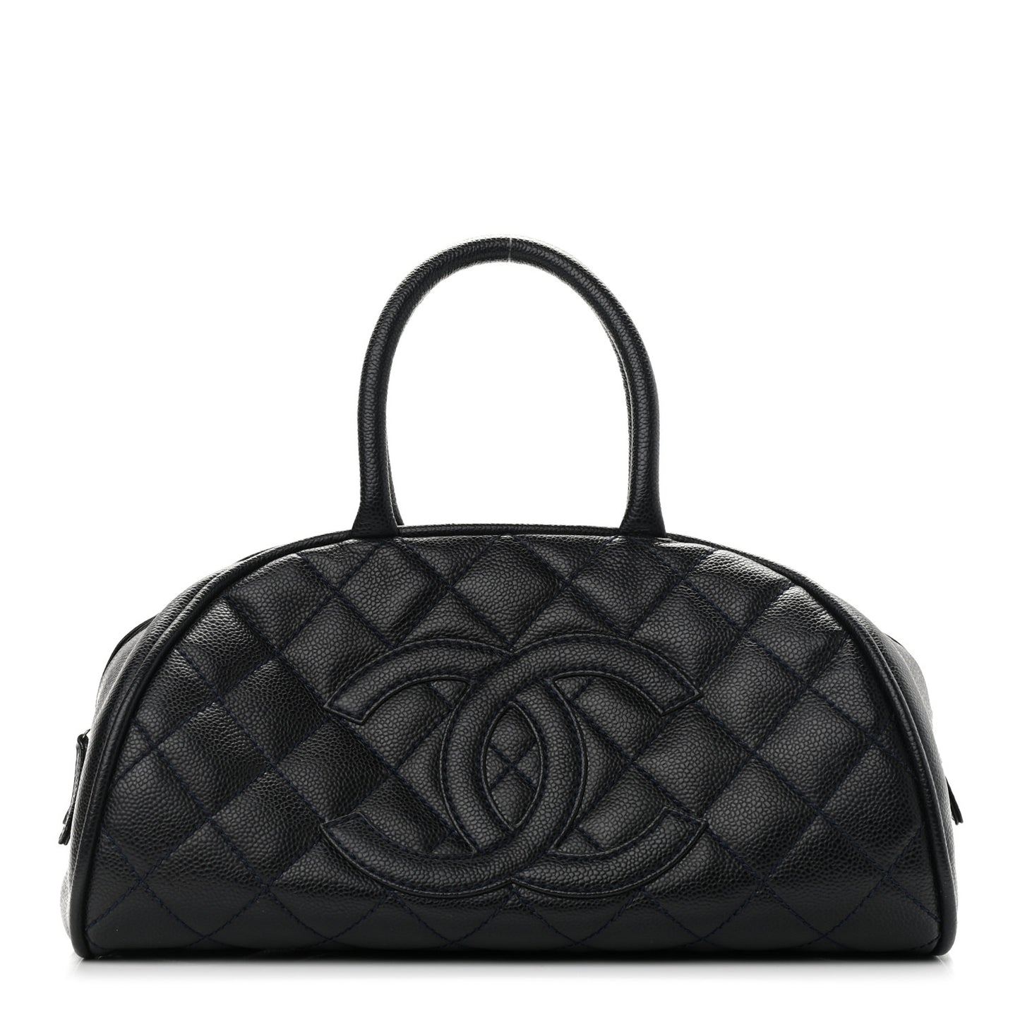 Caviar Quilted Bowler Navy Blue