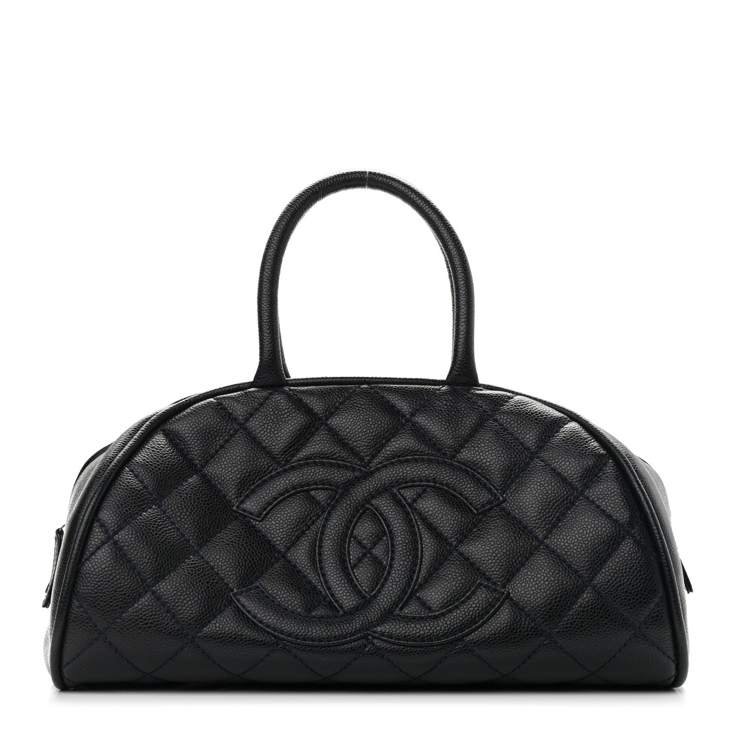 Chanel Caviar Quilted Bowler Navy Blue 1 of 10