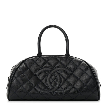 Chanel Caviar Quilted Bowler Navy Blue 1 of 10