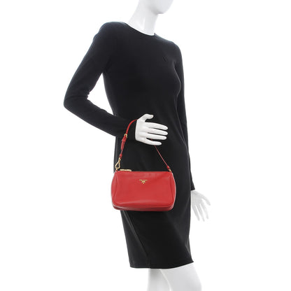 Prada Vitello Daino Pochette Bag Fuoco 2 of 8