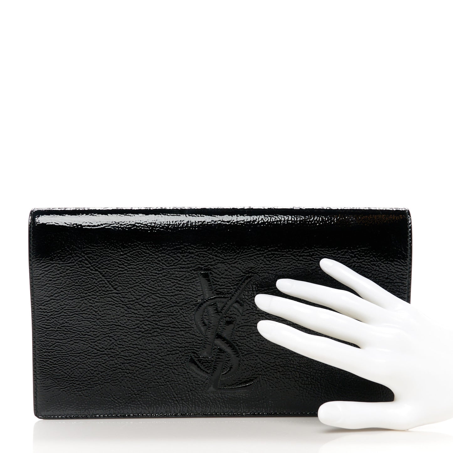 Textured Patent Monogram Large Belle De Jour Clutch Black