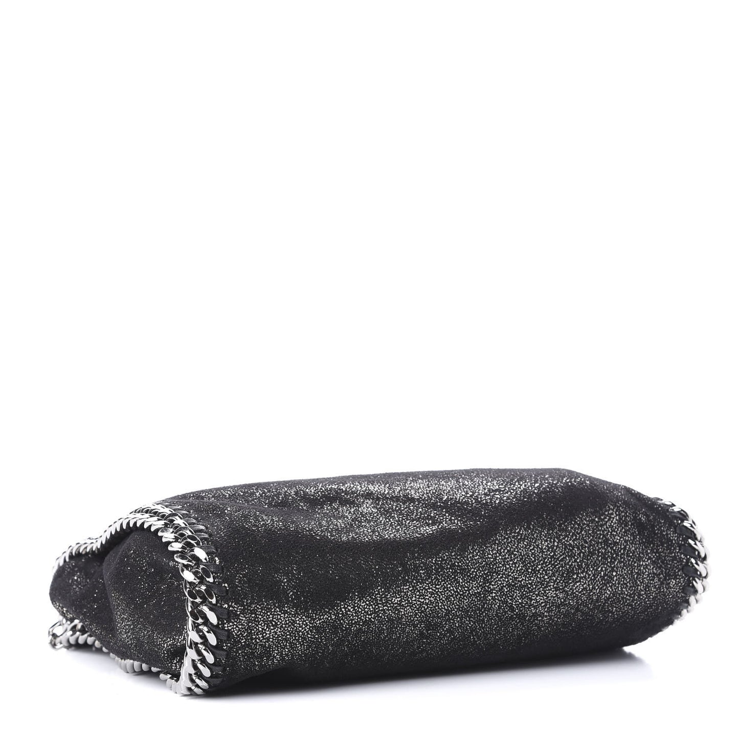 Chamois Shiny Dotted Mini Falabella Fold Over Tote Ruthenium