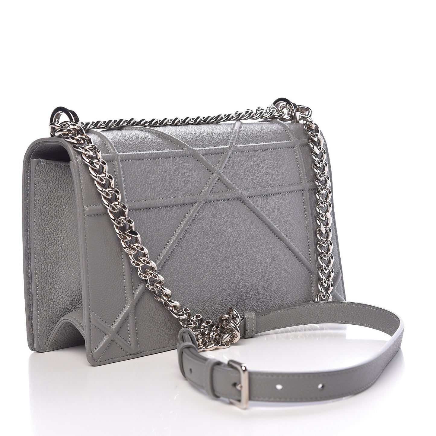 Grained Calfskin Medium Diorama Flap Bag Gris