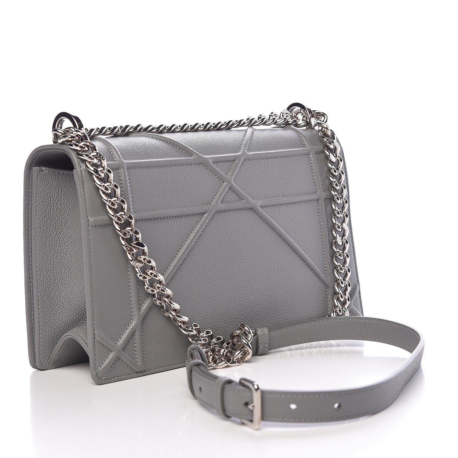 Christian Dior Grained Calfskin Medium Diorama Flap Bag Gris 3 of 11