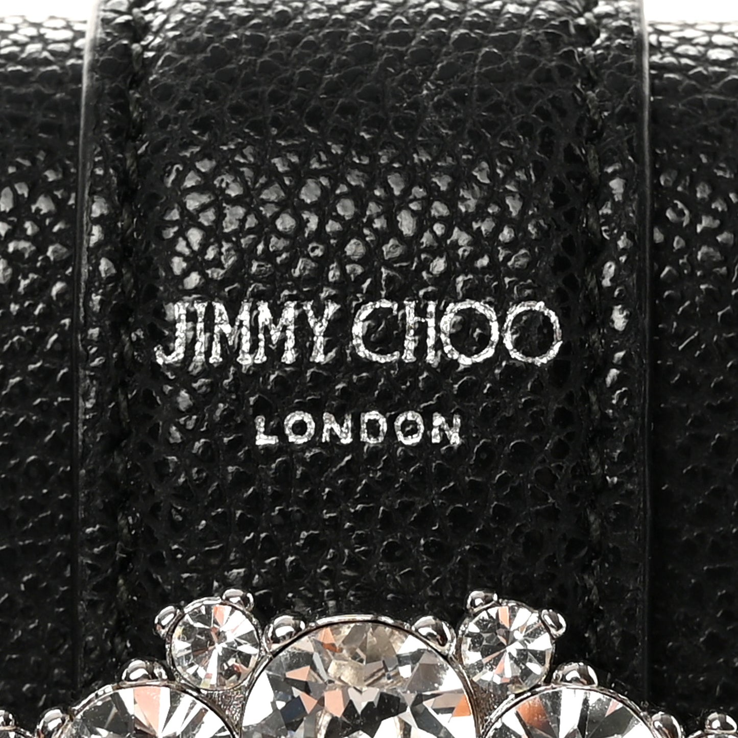 Calfskin Crystal Cheri Compact Wallet Black