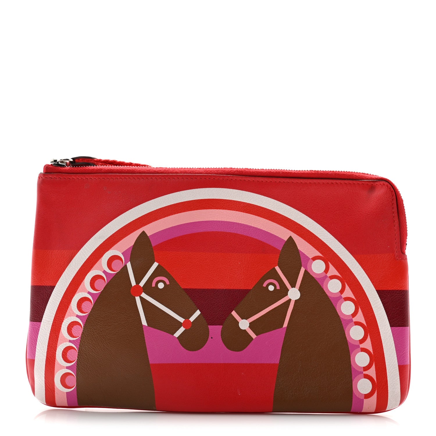 Hermes Swift Printed Rainbow Love Carre Long Pocket Pouch Rouge Coeur Alezan 1 of 13