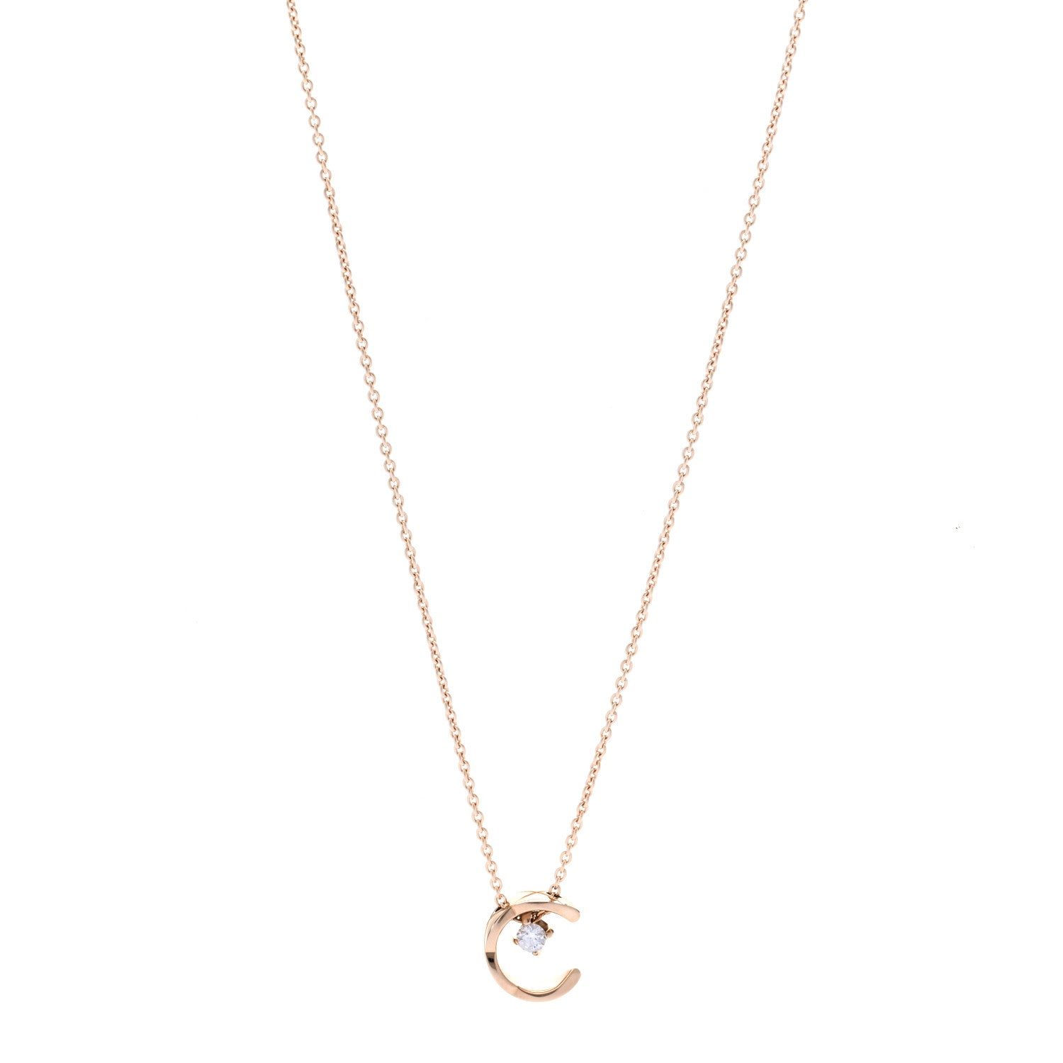 Chanel 18K Beige Gold Diamond Coco Crush C Necklace 1 of 6