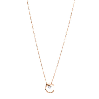 Chanel 18K Beige Gold Diamond Coco Crush C Necklace 1 of 6