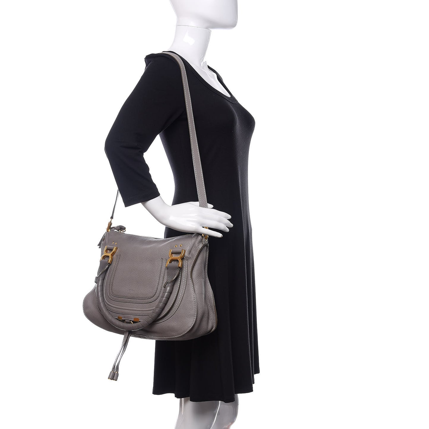 Calfskin Medium Marcie Satchel Cashmere Grey