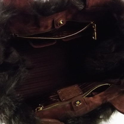 Prada Calf Hair Shearling Suede Bag Mimetico 9 of 9