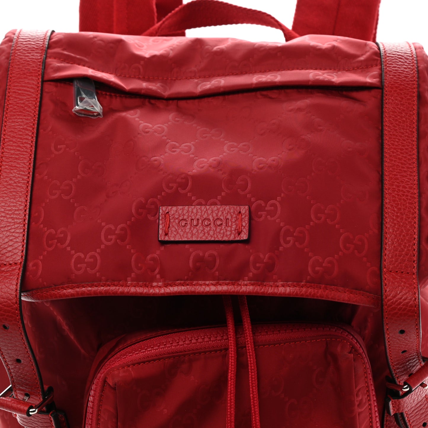 Nylon Monogram Dollar Calfskin Medium Light Double Buckle Backpack Vibrant Red