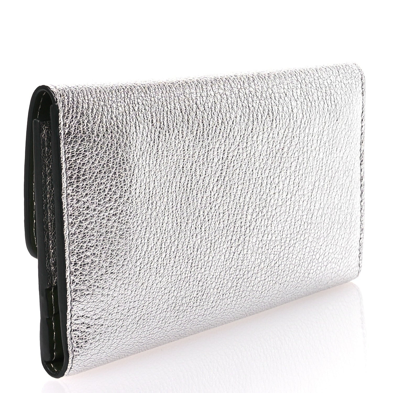 Burberry Goatskin D-Ring Continental Wallet Silver 3 of 7