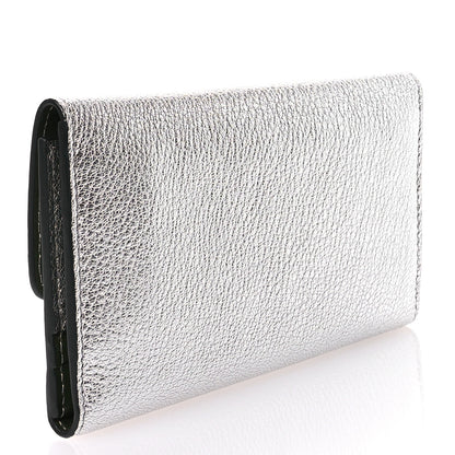 Burberry Goatskin D-Ring Continental Wallet Silver 3 of 7