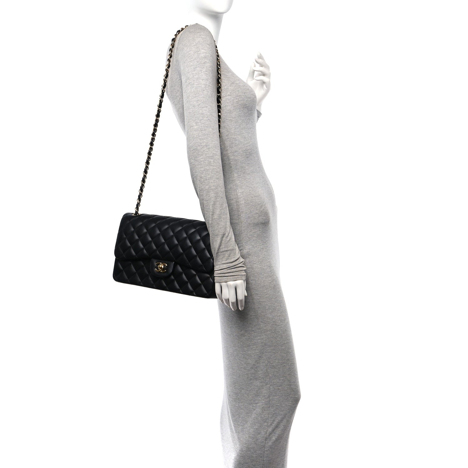 Chanel Lambskin Quilted Jumbo Double Flap Black 2 of 11