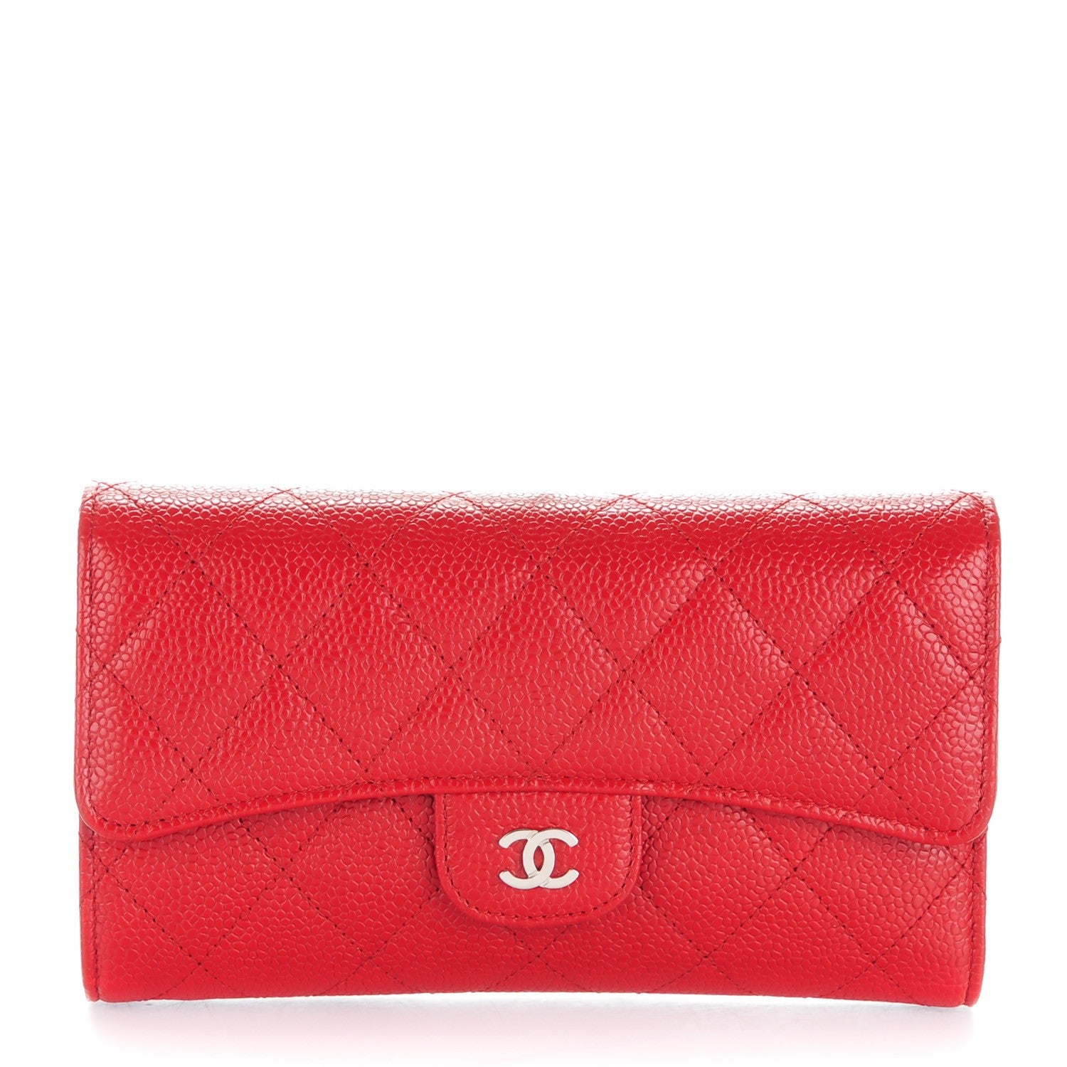 Chanel Caviar Quilted Large Flap Wallet Red 1 of 8