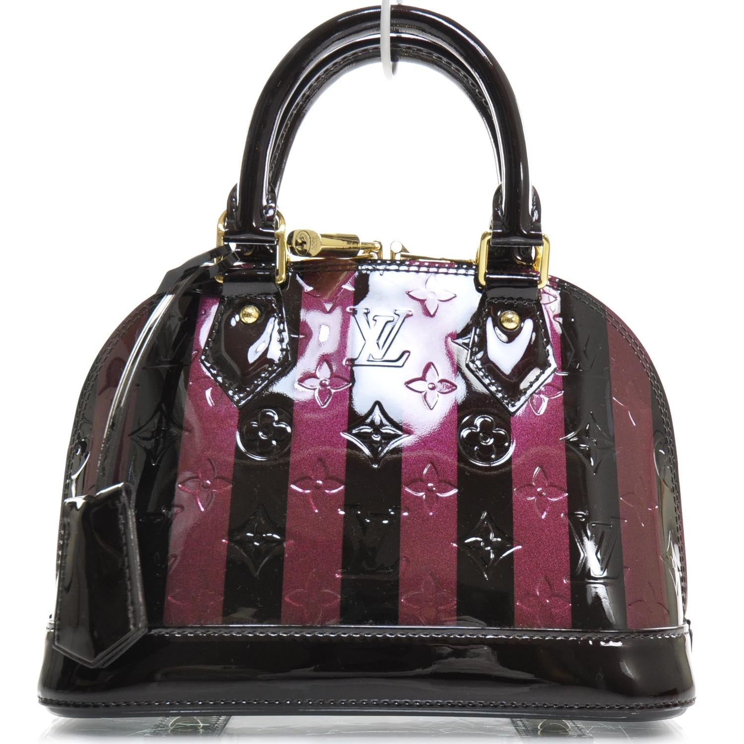 Louis Vuitton Vernis Rayures Alma BB Amarante 1 of 8