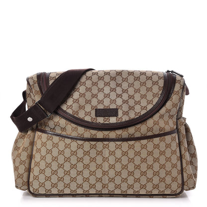Gucci Monogram Natural Pigskin Large Diaper Bag Beige Ebony Cocoa Dark Chocolate 1 of 8
