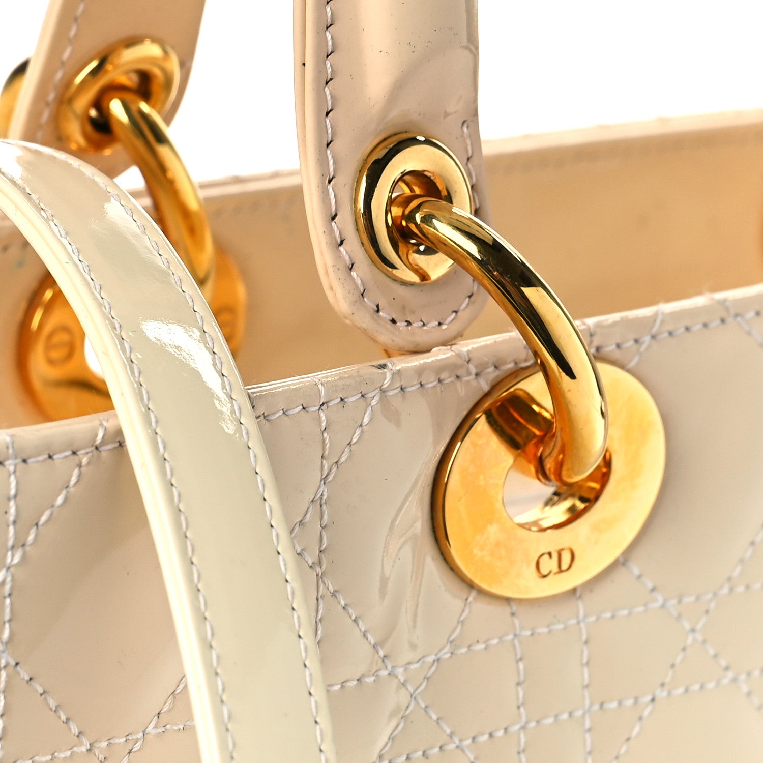 Christian Dior Patent Cannage Large Lady Dior White 13 of 15