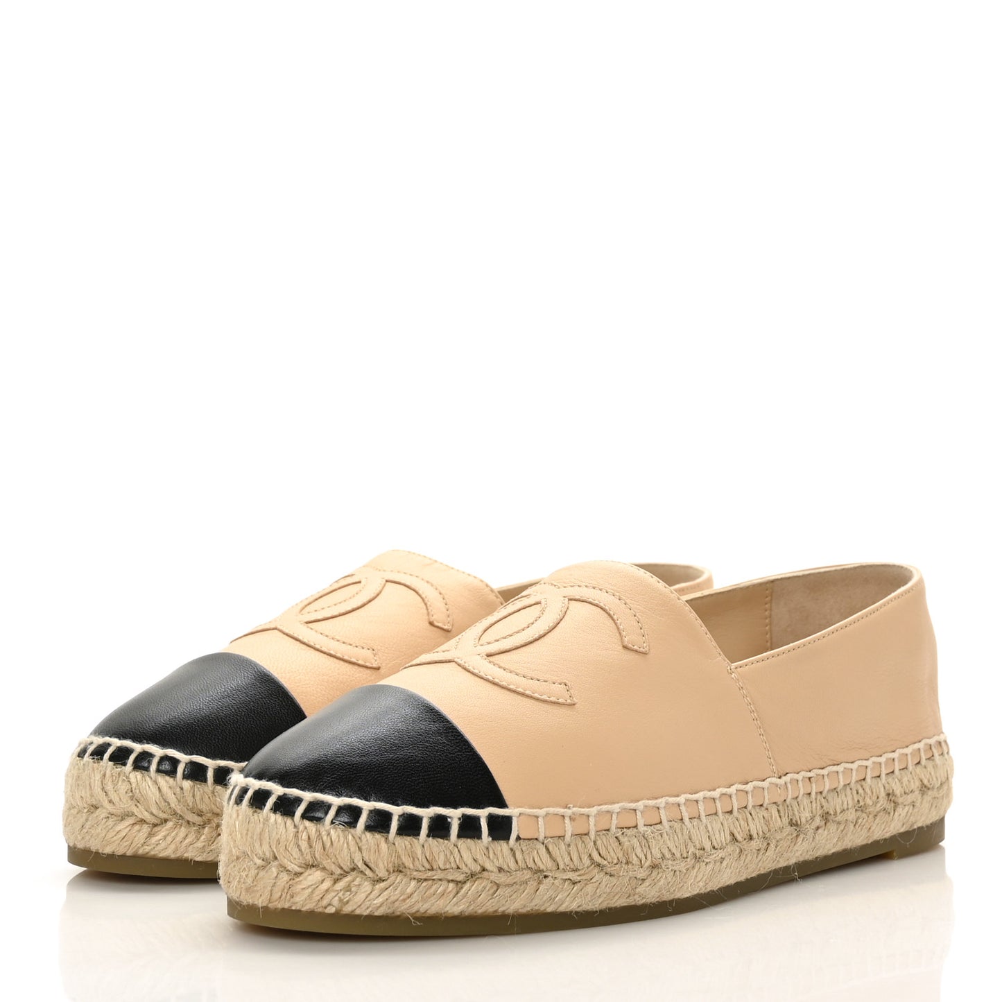 Lambskin CC Espadrilles 37 Beige Black