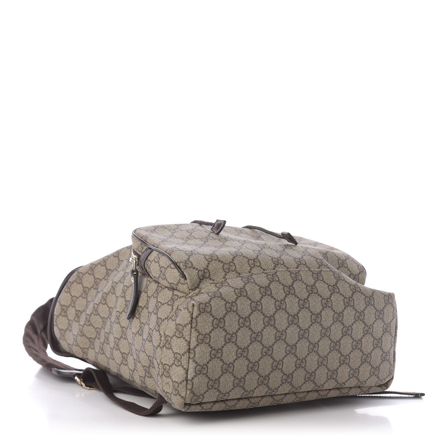 Gucci GG Supreme Monogram Medium Single Buckle Rucksack Backpack Beige Ebony Brown 3 of 10
