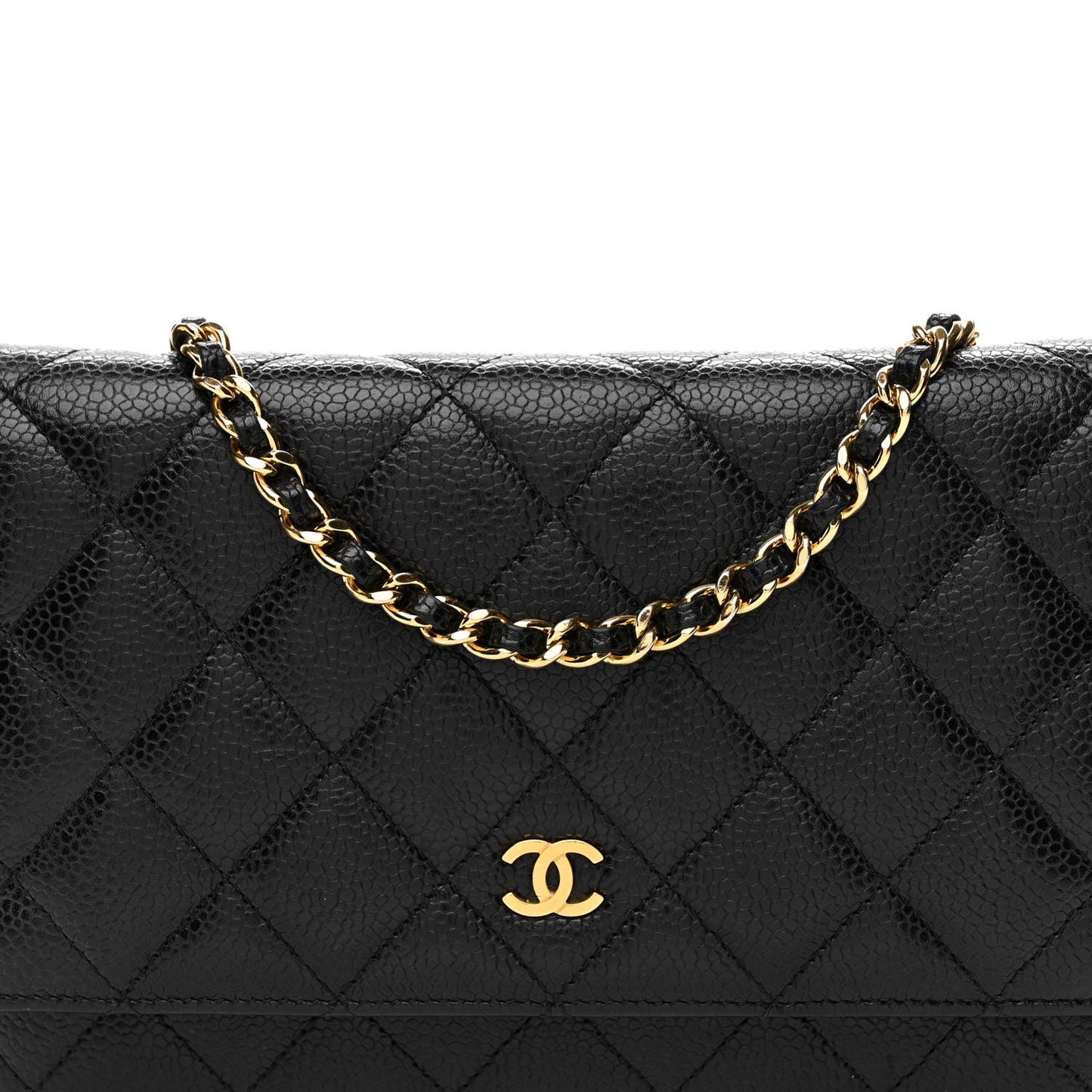 Caviar Quilted Wallet on Chain WOC Black