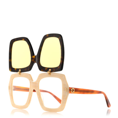 Gucci Acetate Oversized Flip Up Sunglasses GG0088S Tortoise 2 of 9