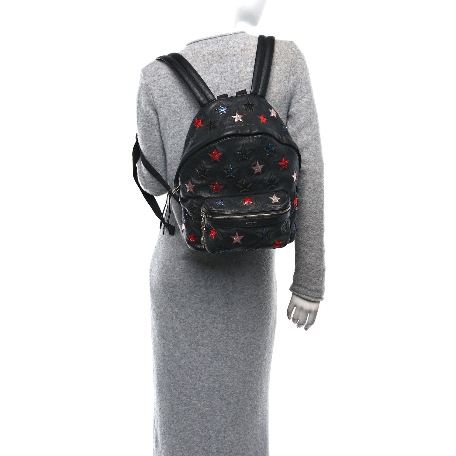 Saint Laurent Lambskin Star Applique Mini City California Backpack Black 3 of 35