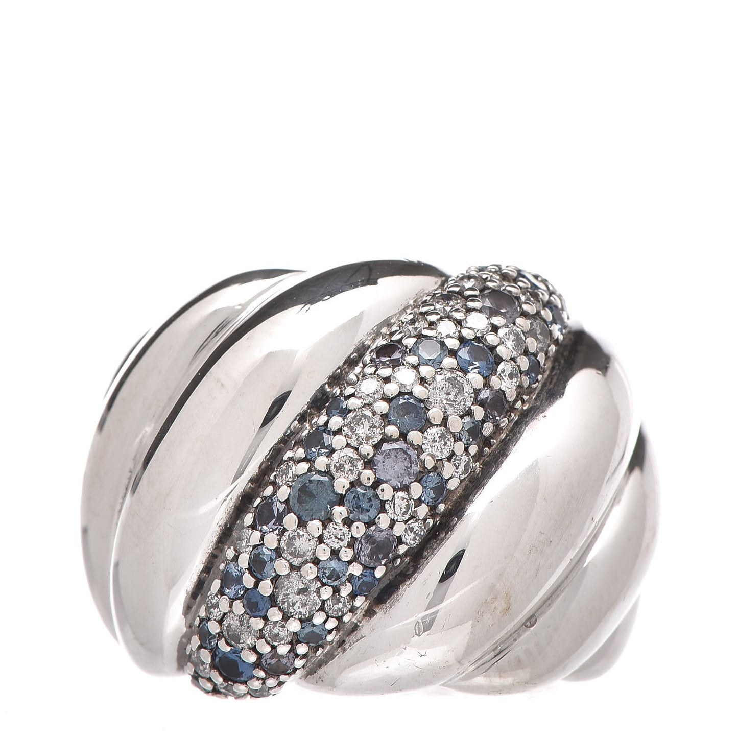 Sterling Silver Diamond Topaz Sculpted Cable Ring 51 5.75