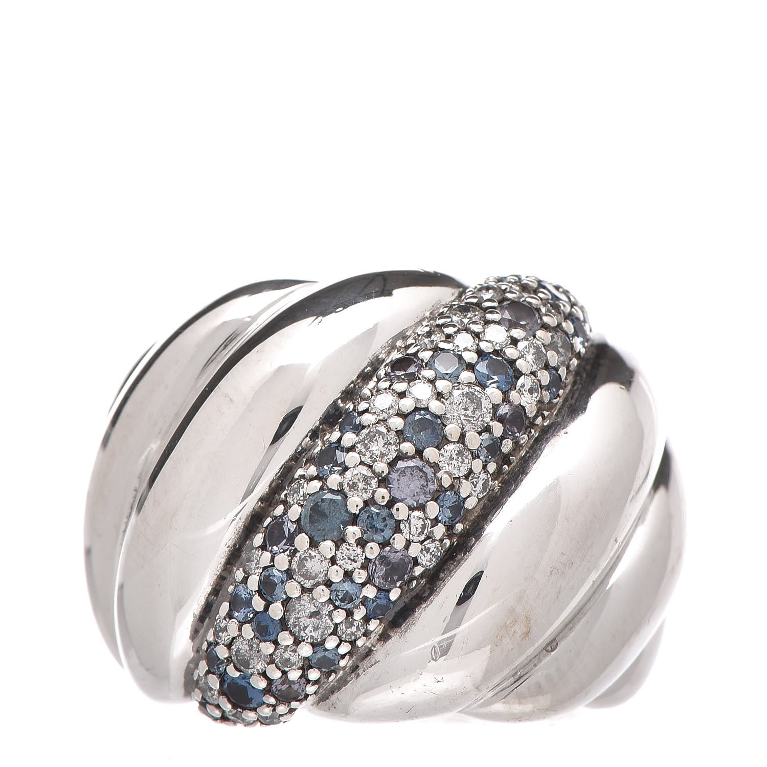David Yurman Sterling Silver Diamond Topaz Sculpted Cable Ring 51 5.75 1 of 5