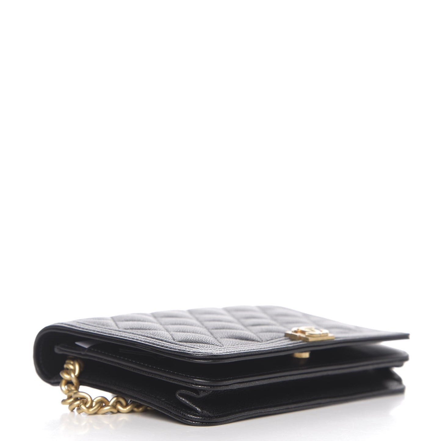 Caviar Quilted Boy Wallet On Chain WOC Black
