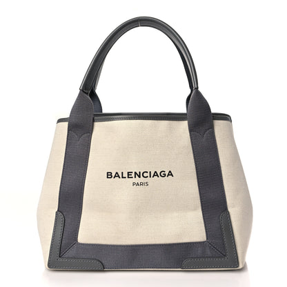 Balenciaga Cotton Canvas Calfskin S Navy Cabas Naturel Gris Acier 3 of 10