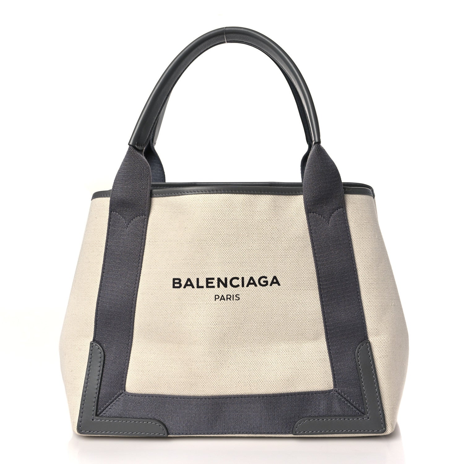 Balenciaga Cotton Canvas Calfskin S Navy Cabas Naturel Gris Acier 3 of 10