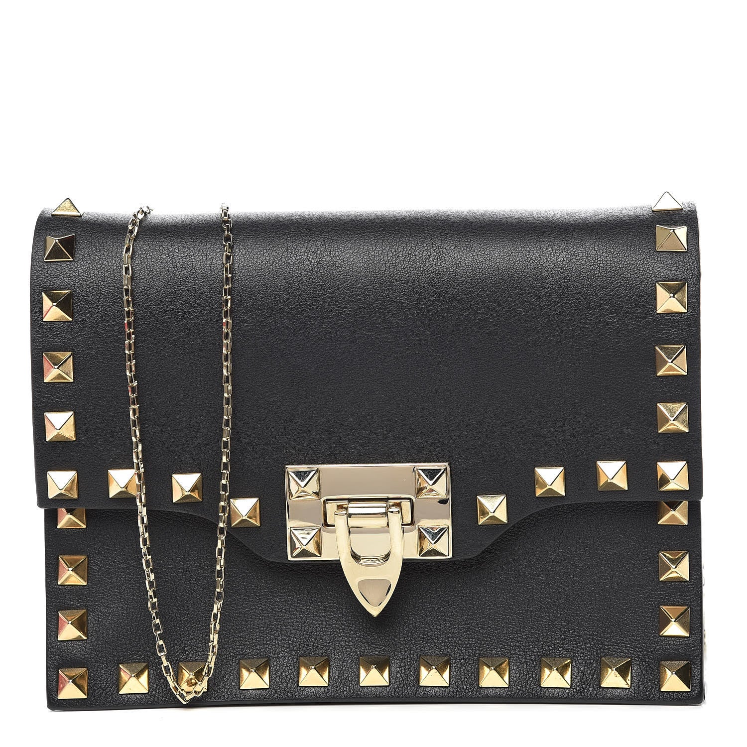 Valentino Garavani Vitello Rockstud Flip Lock Chain Crossbody Bag Black 1 of 11
