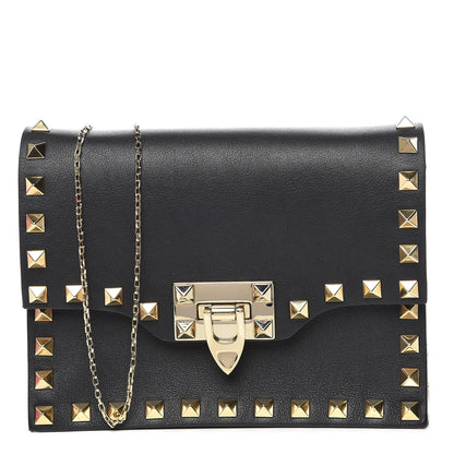 Valentino Garavani Vitello Rockstud Flip Lock Chain Crossbody Bag Black 1 of 11