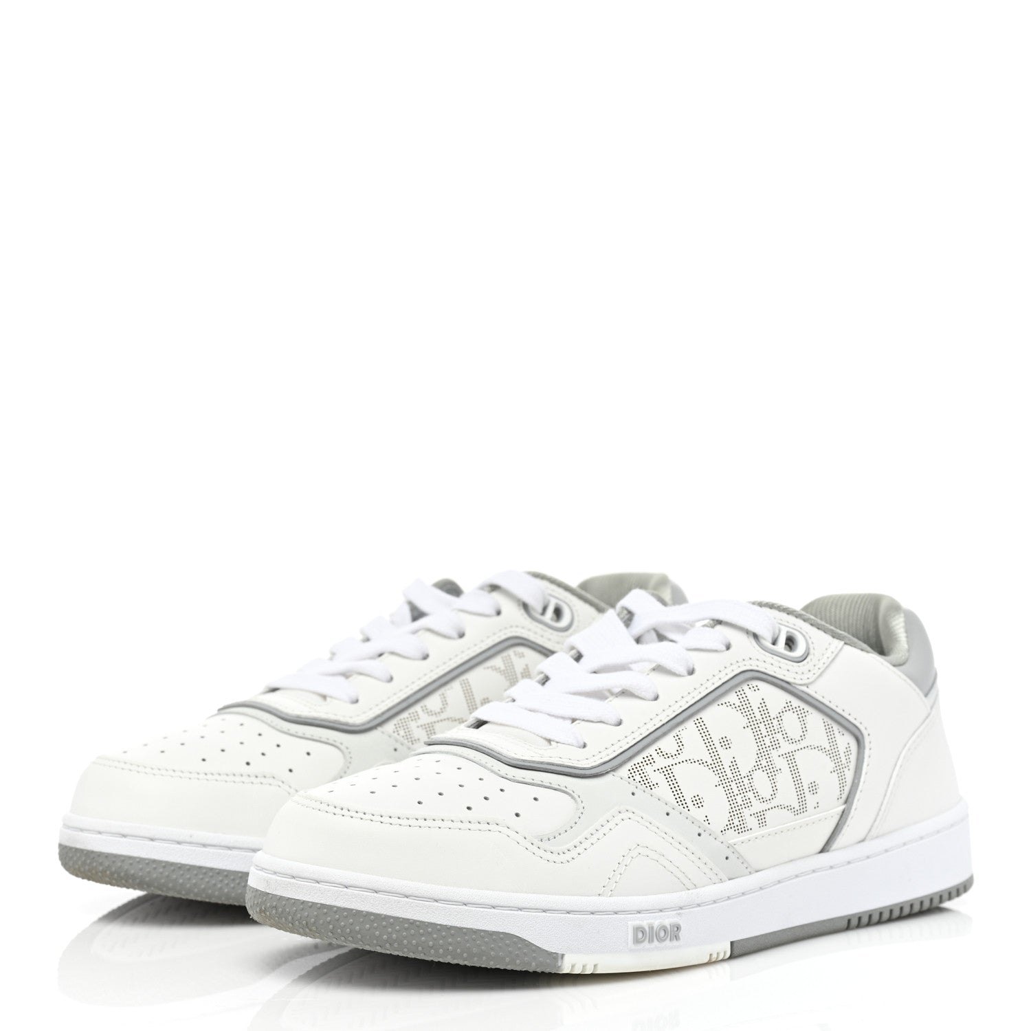 Christian Dior Smooth Calfskin Oblique Galaxy Perforated Mens B27 Low Top Sneakers 39 White Grey 3 of 13