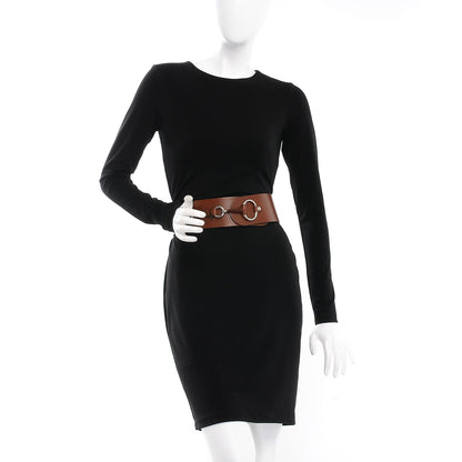 Gucci Calfskin Horsebit Wide Belt 90 36 Brown 2 of 8