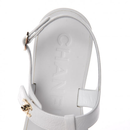Chanel Lambskin CC Thong Sandals 39 White 6 of 9