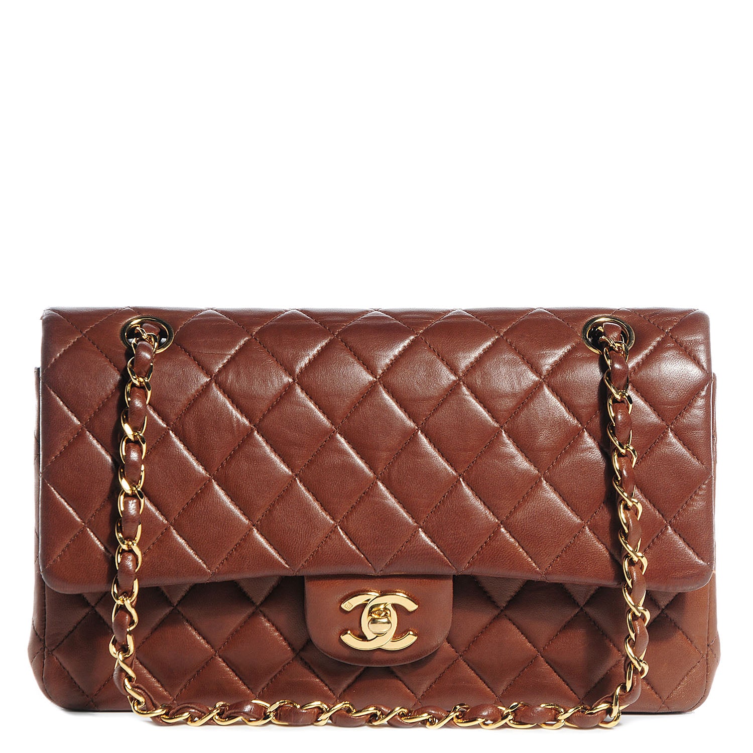 Chanel Lambskin Medium Double Flap Chocolate Brown 1 of 8