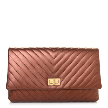 Chanel Metallic Aged Calfskin Chevron Quilted Reissue 2.55 Clutch Bronze 1 of 4