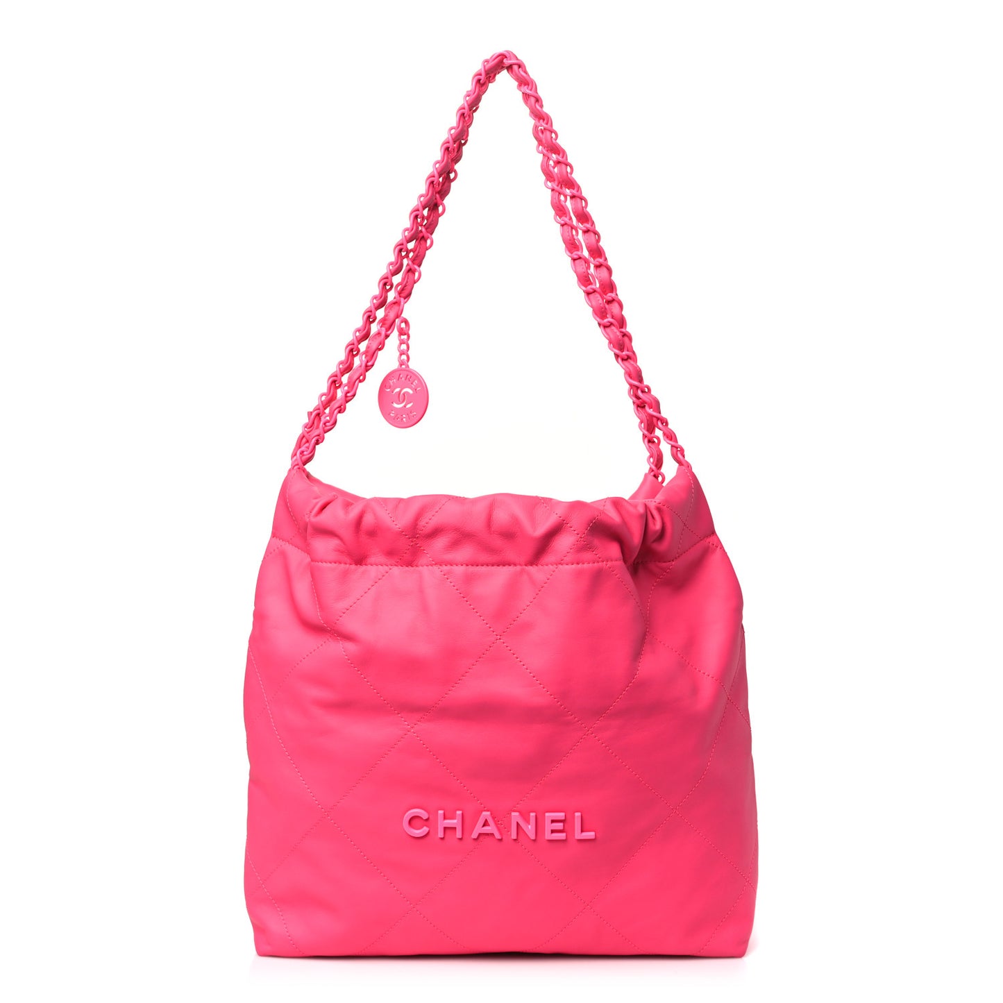 Matte Calfskin Quilted Monochrome Small Chanel 22 Fuchsia