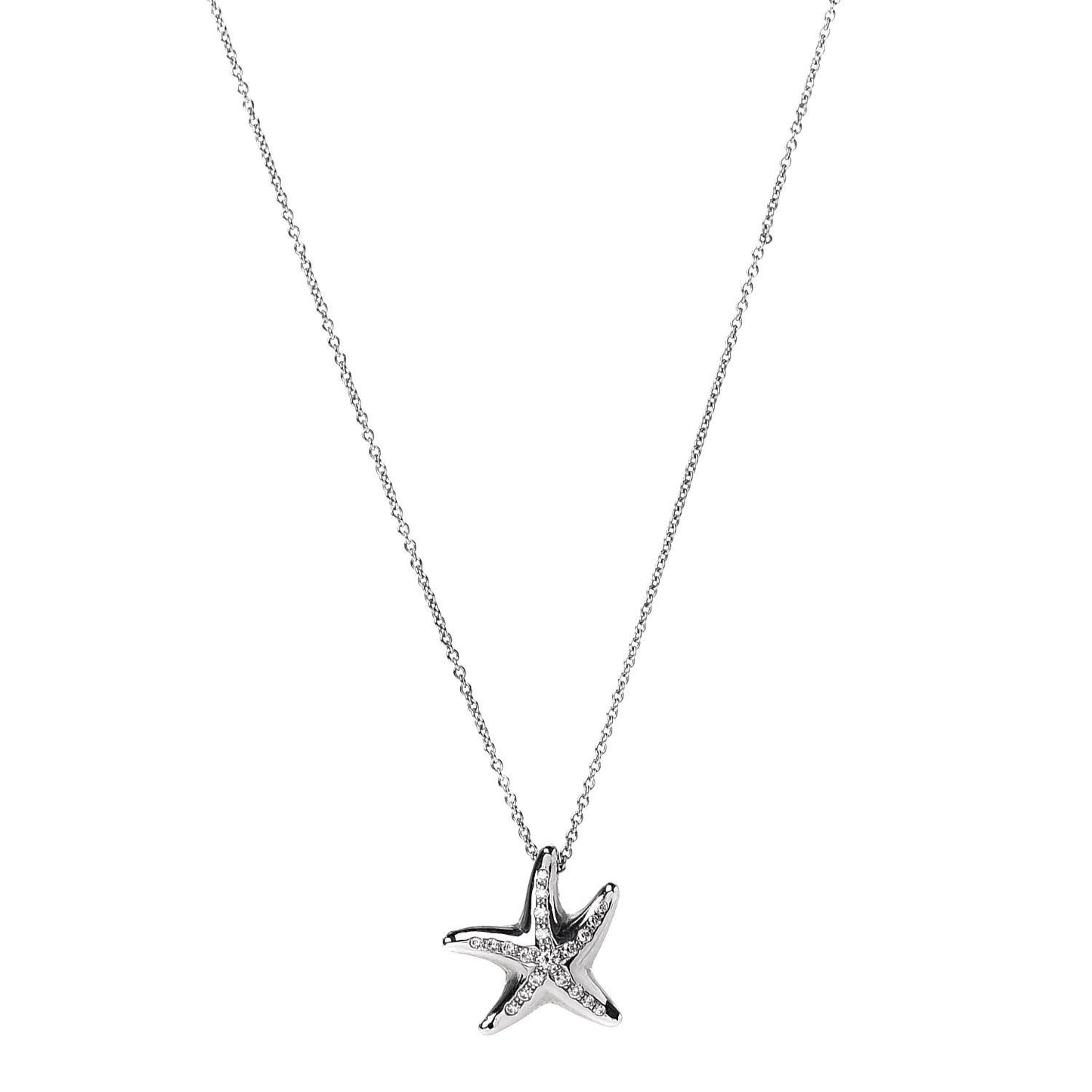 Platinum Diamond 15mm Elsa Peretti Pave Starfish Pendant Necklace