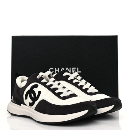Chanel Nylon Suede Calfskin CC Sneakers 40.5 White Dark Grey 8 of 8