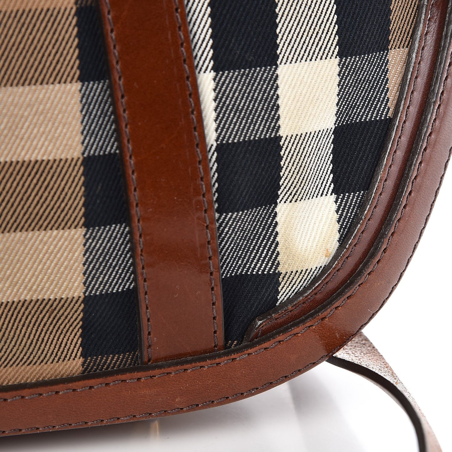 Bridle Calfskin House Check Small Orchard Bowling Bag Deep Claret
