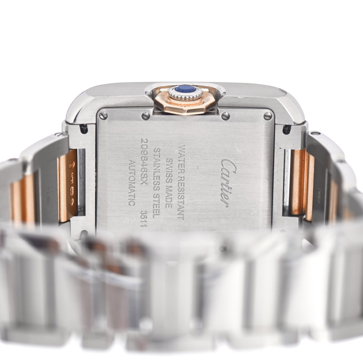Stainless Steel 18K Pink Gold 30mm Tank Anglaise Quartz Watch